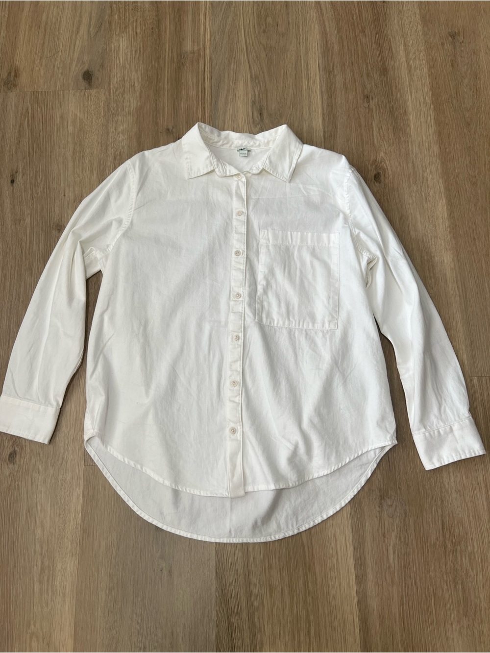 Aerie cotton button down long sleeve shirt white size small